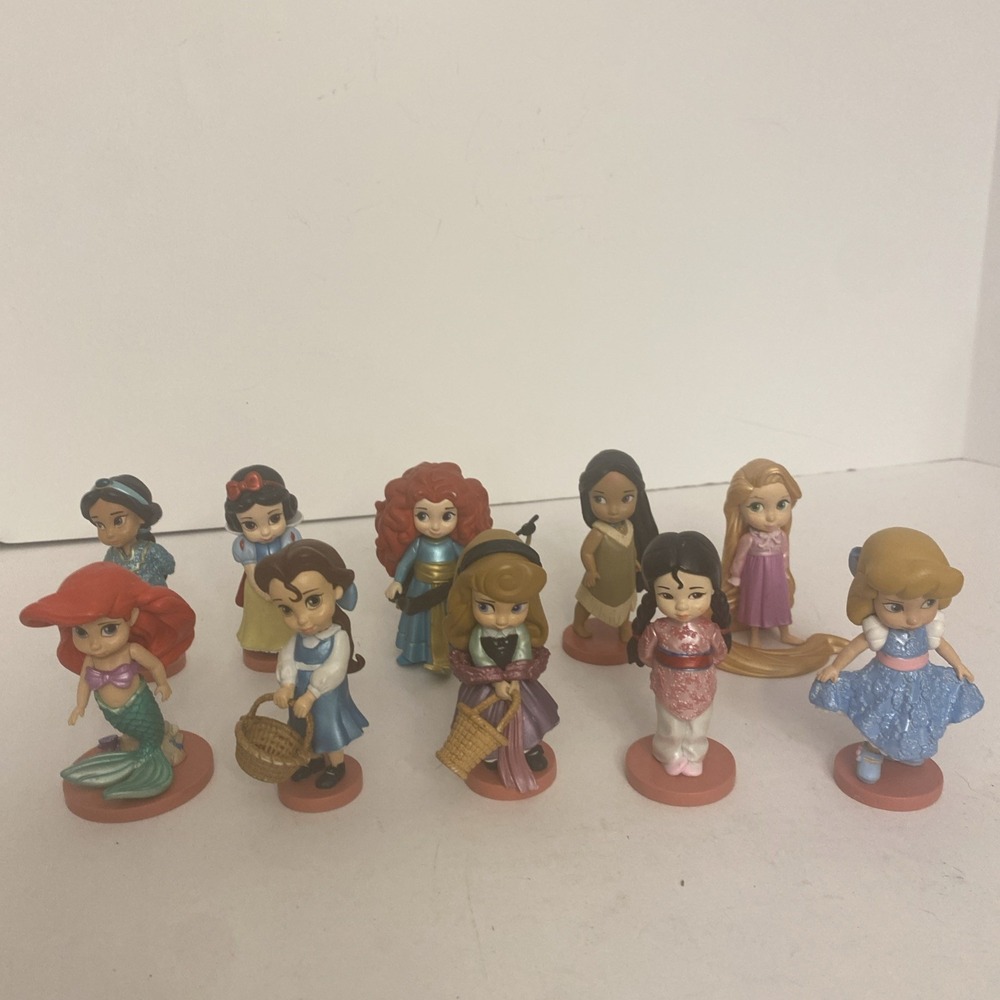 Disney Princess Animators Collection Mini Toddler 3" Figures Cake Toppers Lot 10